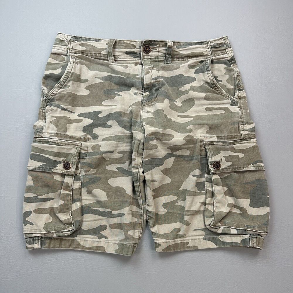 Vintage Lucky Brand Cargo Shorts Mens 30 Green Camo Military Supply Type L-54C